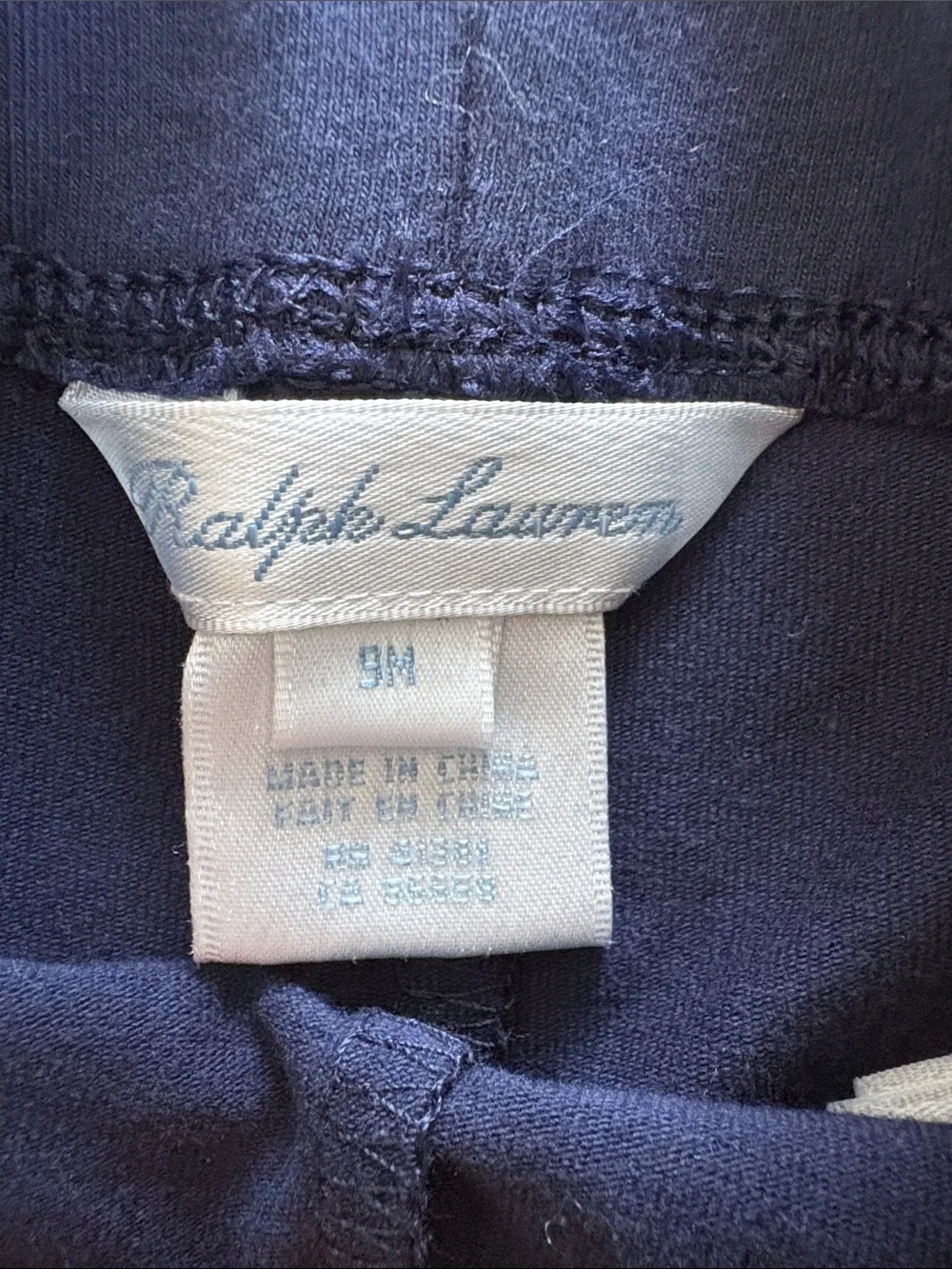 Ralph Lauren Navy Baby Leggings with Brown Knee Patch